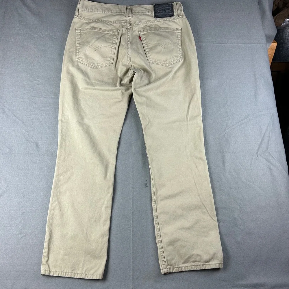 Levi's 514 Straight Fit Pants Mens 34x32 (34x30) Tan Khaki Cotton Blend Trousers